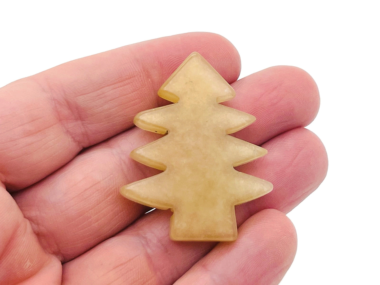 Pierre précieuse en aventurine jaune représentant un sapin de Noël - Sapin de Noël sculpté en cristal - Pierre artisanale en pierre - TR1006