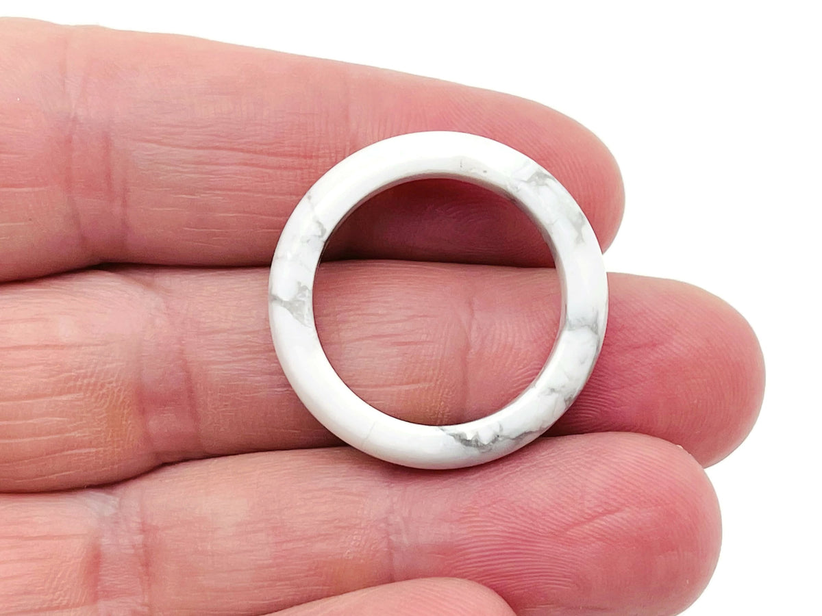 Howlite crystal ring by GemstoneGO featuring a smooth white gemstone set in a silver band.