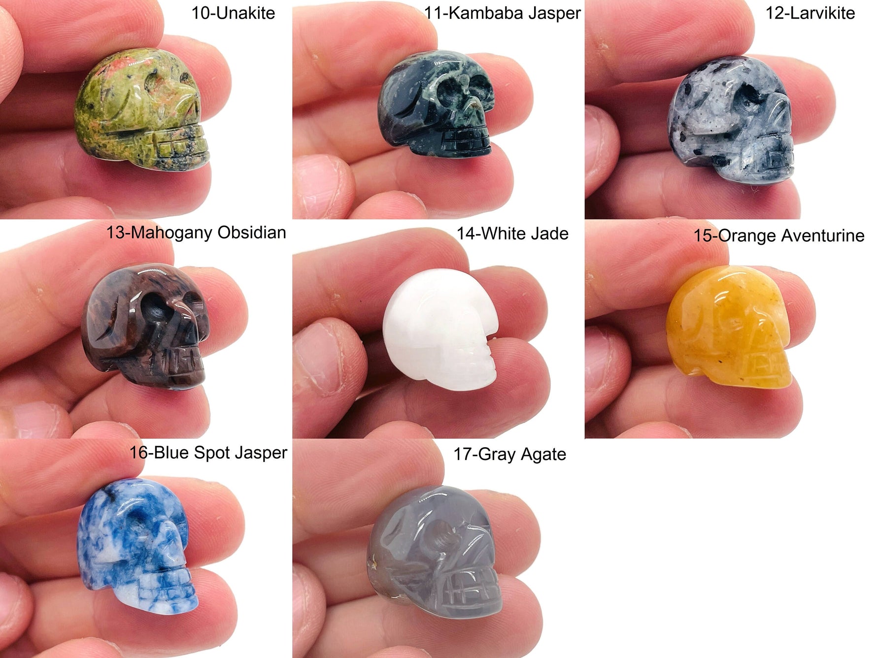 Colorful 25mm gemstone crystal skull carving, loose stone for jewelry or Halloween decoration by GemstoneGO