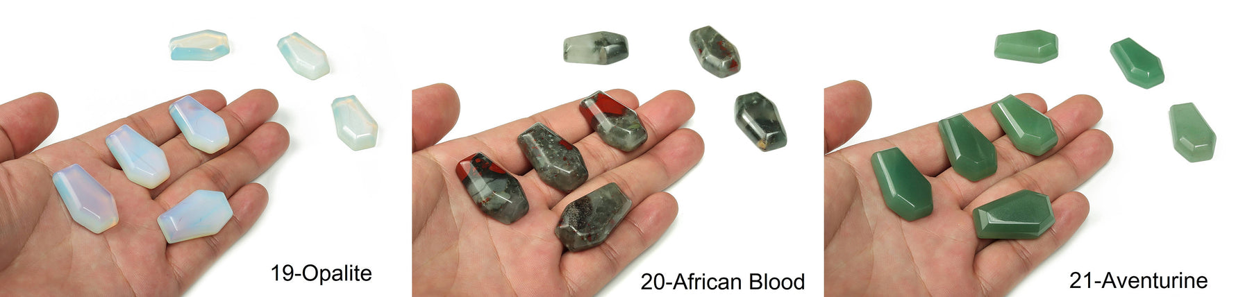 Handmade 30mm crystal coffin healing gemstone carving with mixed gemstone colors, perfect for metaphysical and decorative use.