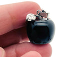 Mini obsidian apple crystal pendant by GemstoneGO featuring a sleek black stone carved into an apple shape.