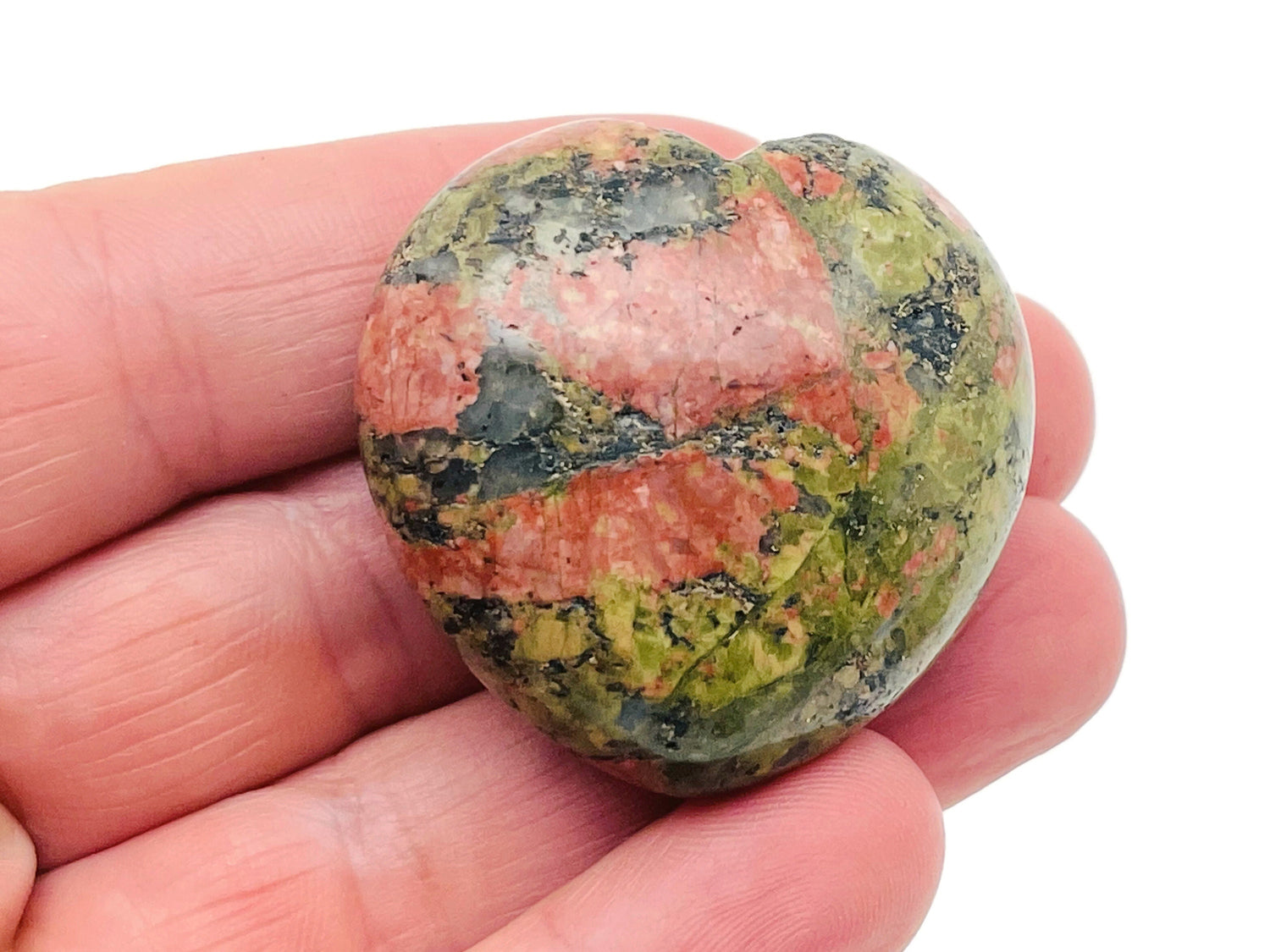 Unakite Heart Gemstone - 40mm - HE1250