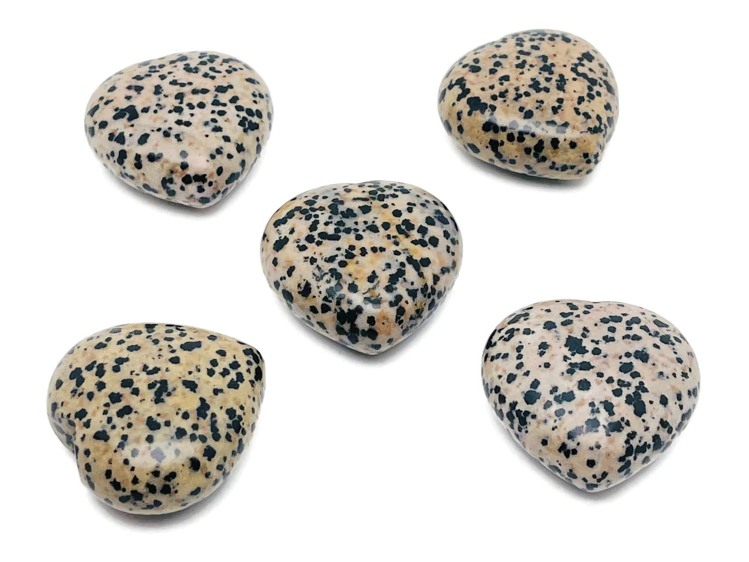 Pierre précieuse en jaspe dalmatien en forme de cœur ?€? Cœur en cristal - Pierres de guérison ?€? Cœur sculpté - Pierres naturelles - 4 cm - HE1237