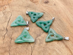 Aventurine Celtic Knot crystal pendant with Trinity Crystals by GemstoneGO, featuring intricate knot design and polished gemstone.