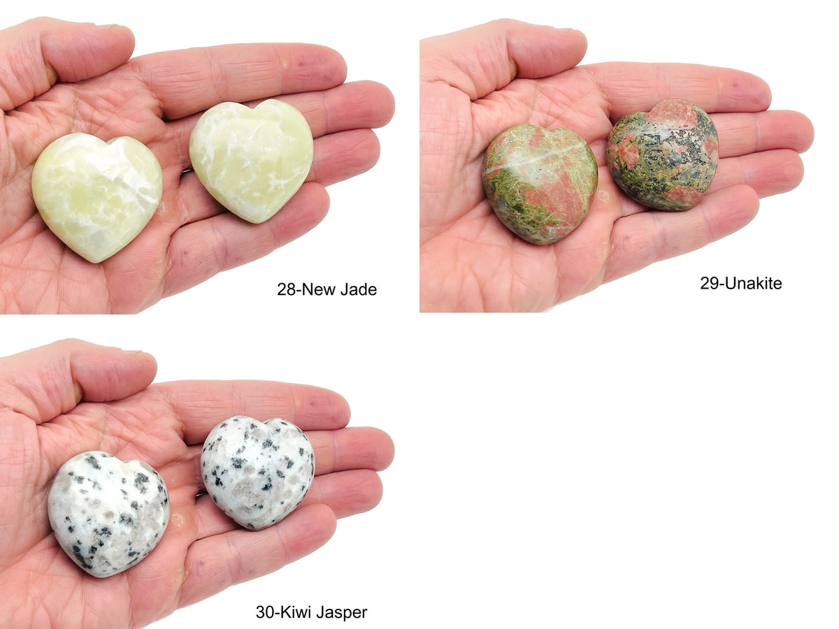 Natural gemstone heart pendant from GemstoneGO, 40mm high-quality mixed crystal gemstones with a polished heart shape.