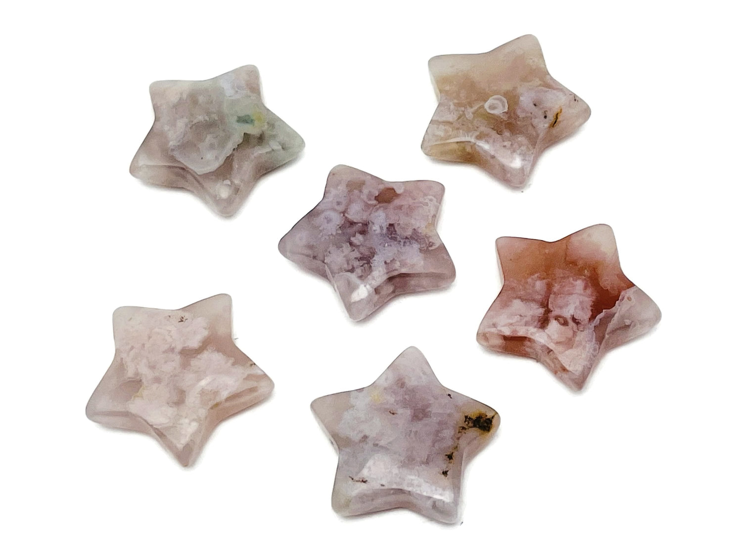 Pierre précieuse étoile en agate fleurie - Pierre précieuse étoile - Pierre de guérison - Pierre précieuse étoile naturelle - 3 cm - ST1052