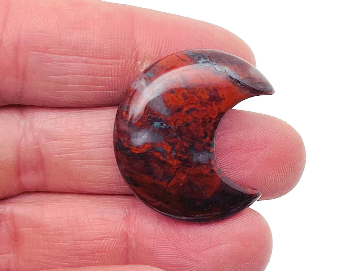 Chicken Bloodstone Jasper Gemstone Moon - 30mm - MO1064