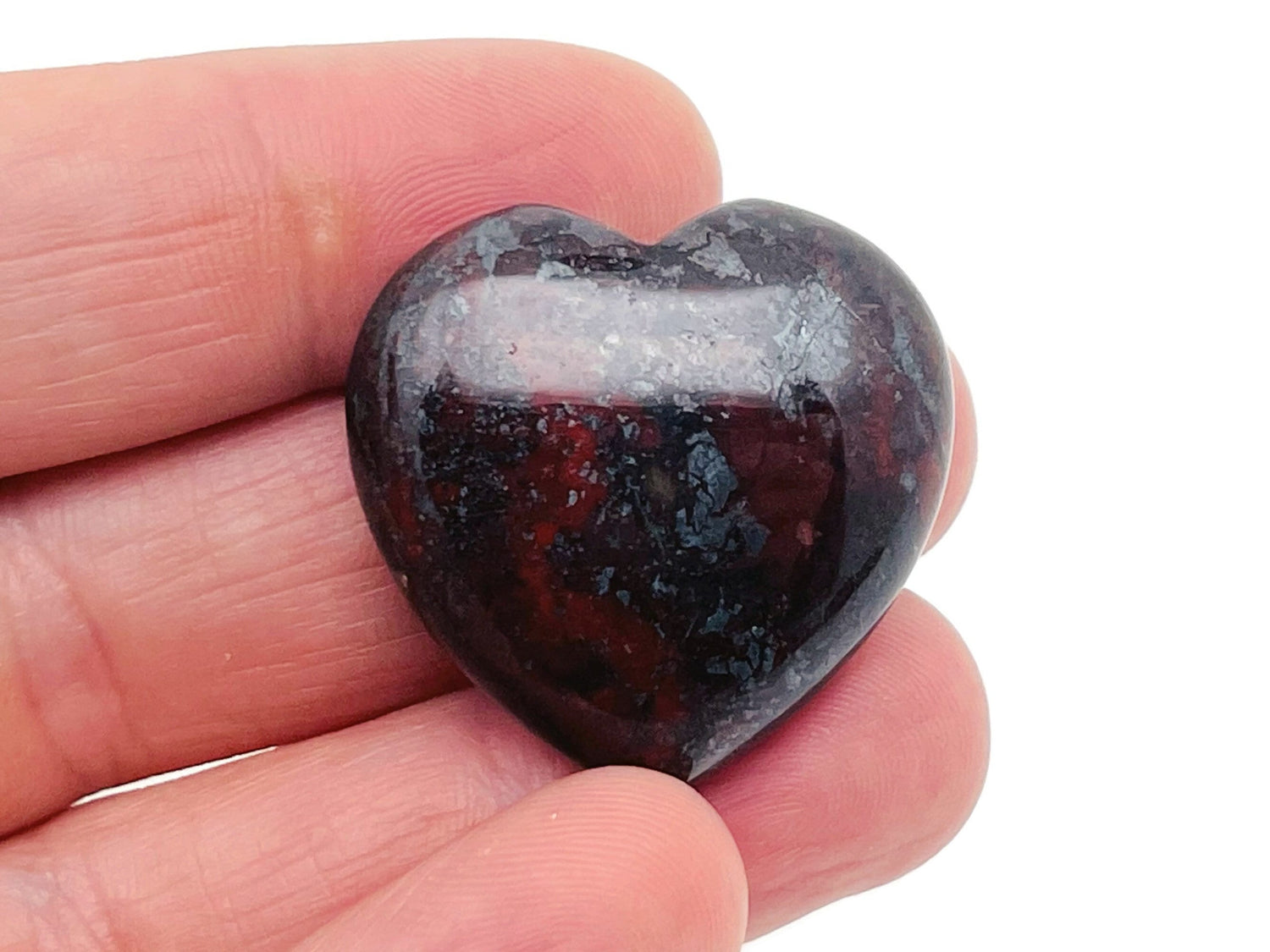 Chicken Bloodstone Jasper Heart Gemstone - 30mm - HE1200