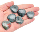 African Bloodstone heart-shaped gemstone, 30mm, from GemstoneGO, showing a rich green stone with red blood-like inclusions.