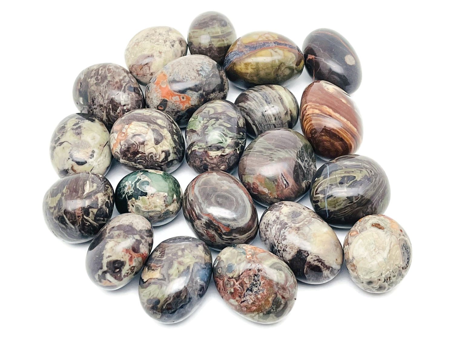 Rhyolite Tumbled Stone - Rainforest Gemstone - TU1077