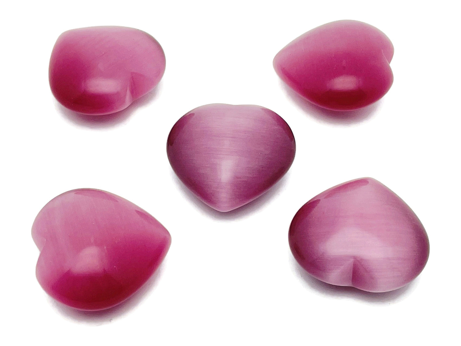 Pierre précieuse œil-de-chat rose en forme de cœur ?€? Cristal en forme de cœur - Pierres de guérison ?€? Cœur sculpté - Pierres naturelles - 4 cm - HE1247