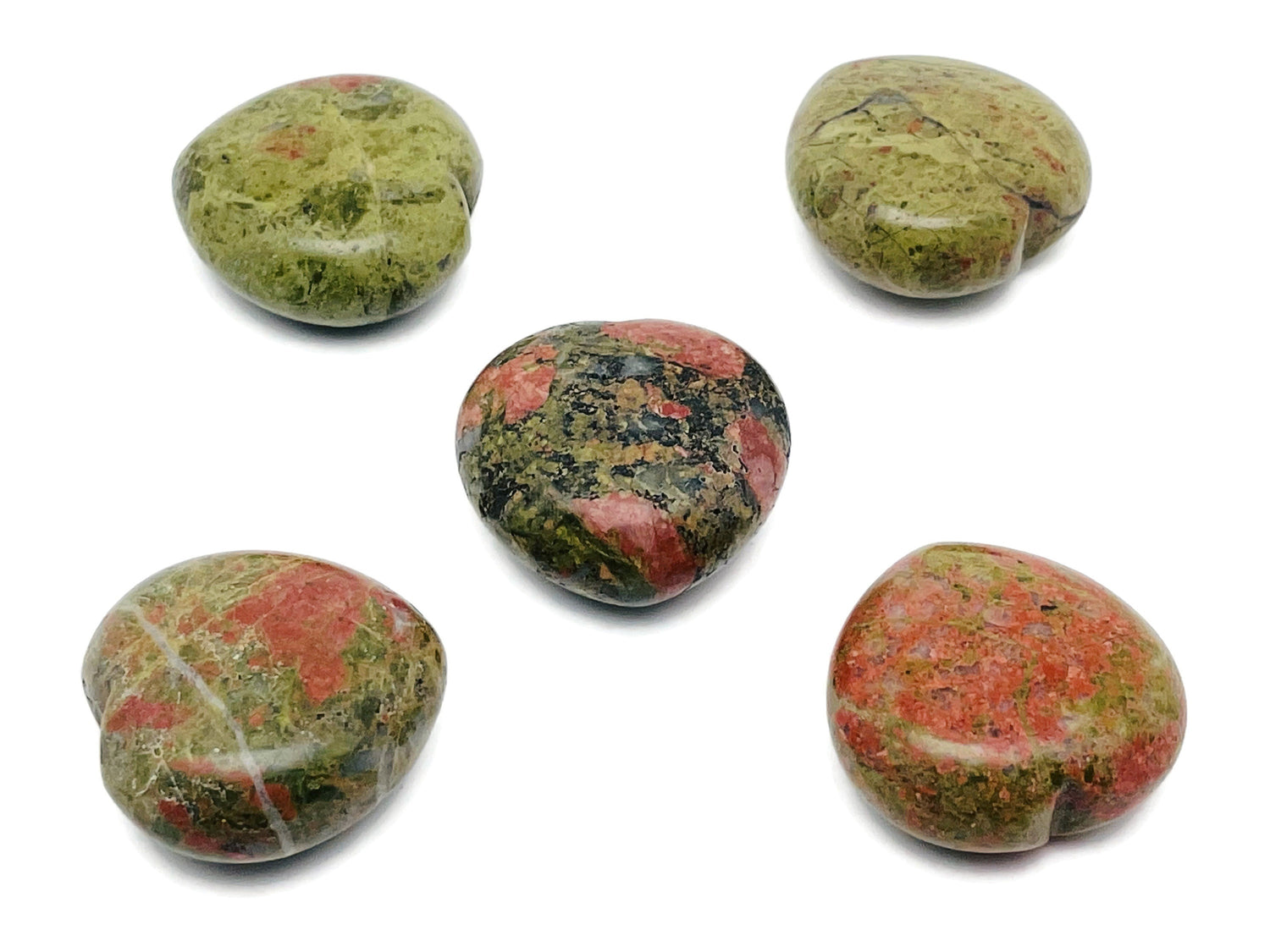 Unakite Heart Gemstone - 40mm - HE1250