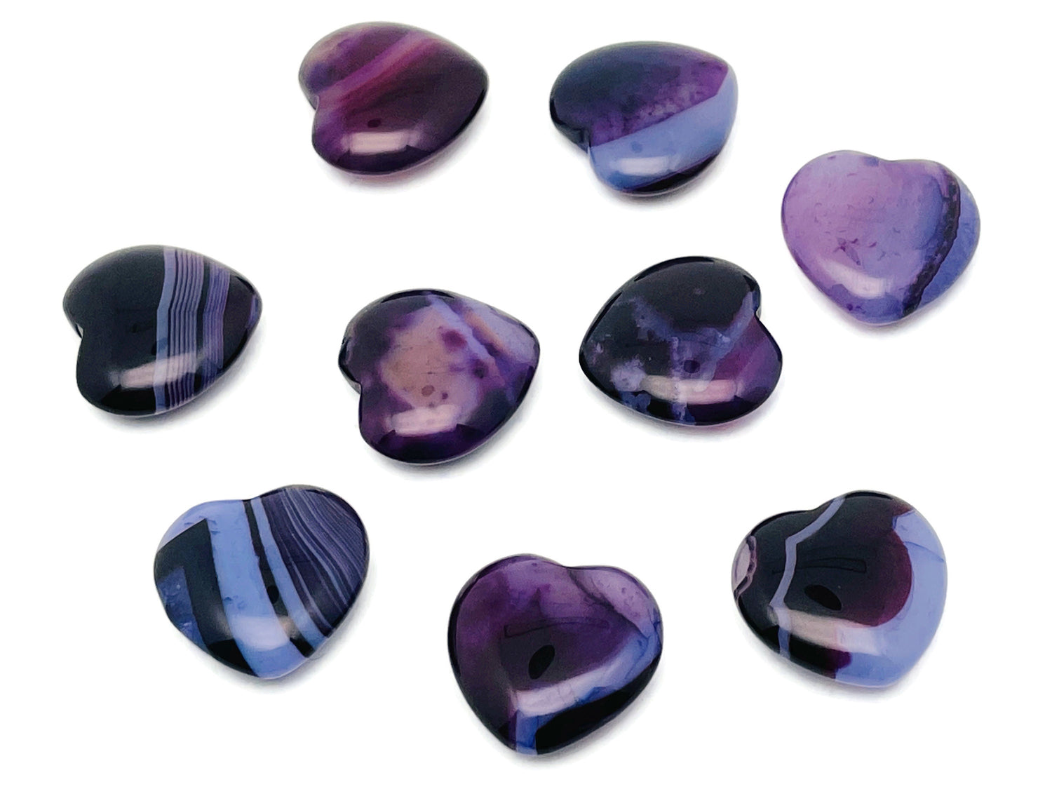 Purple Agate Heart Gemstone - 20x20x6mm - HE1093