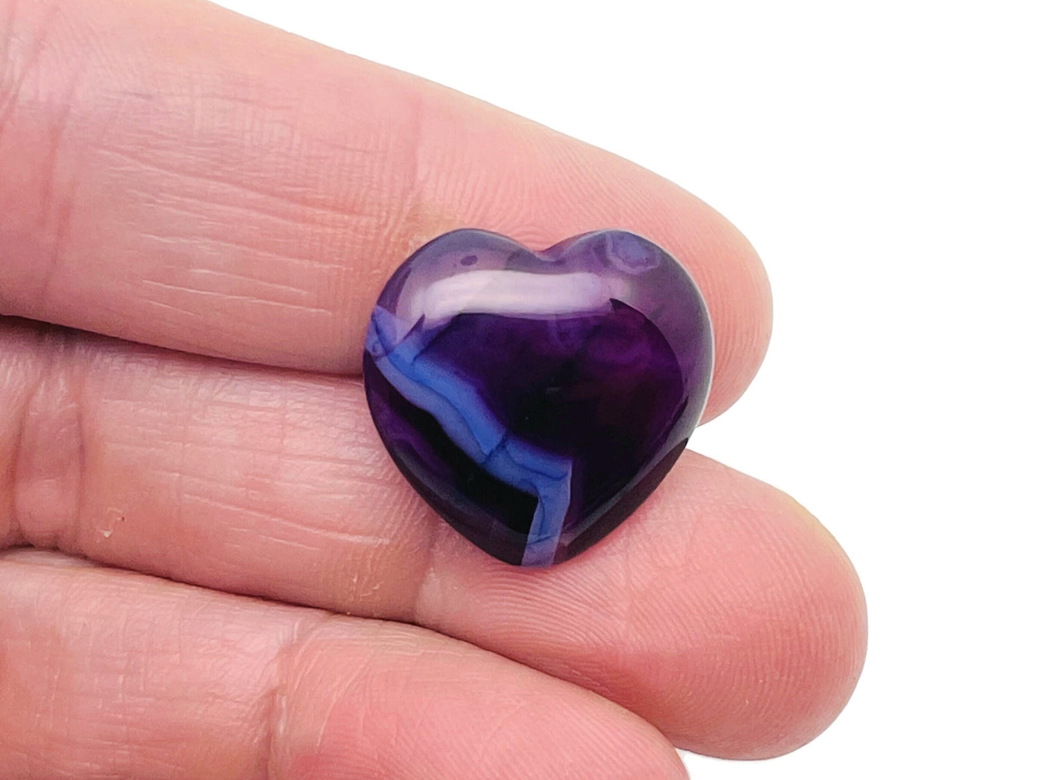 Purple Agate Heart Gemstone - 20x20x6mm - HE1093
