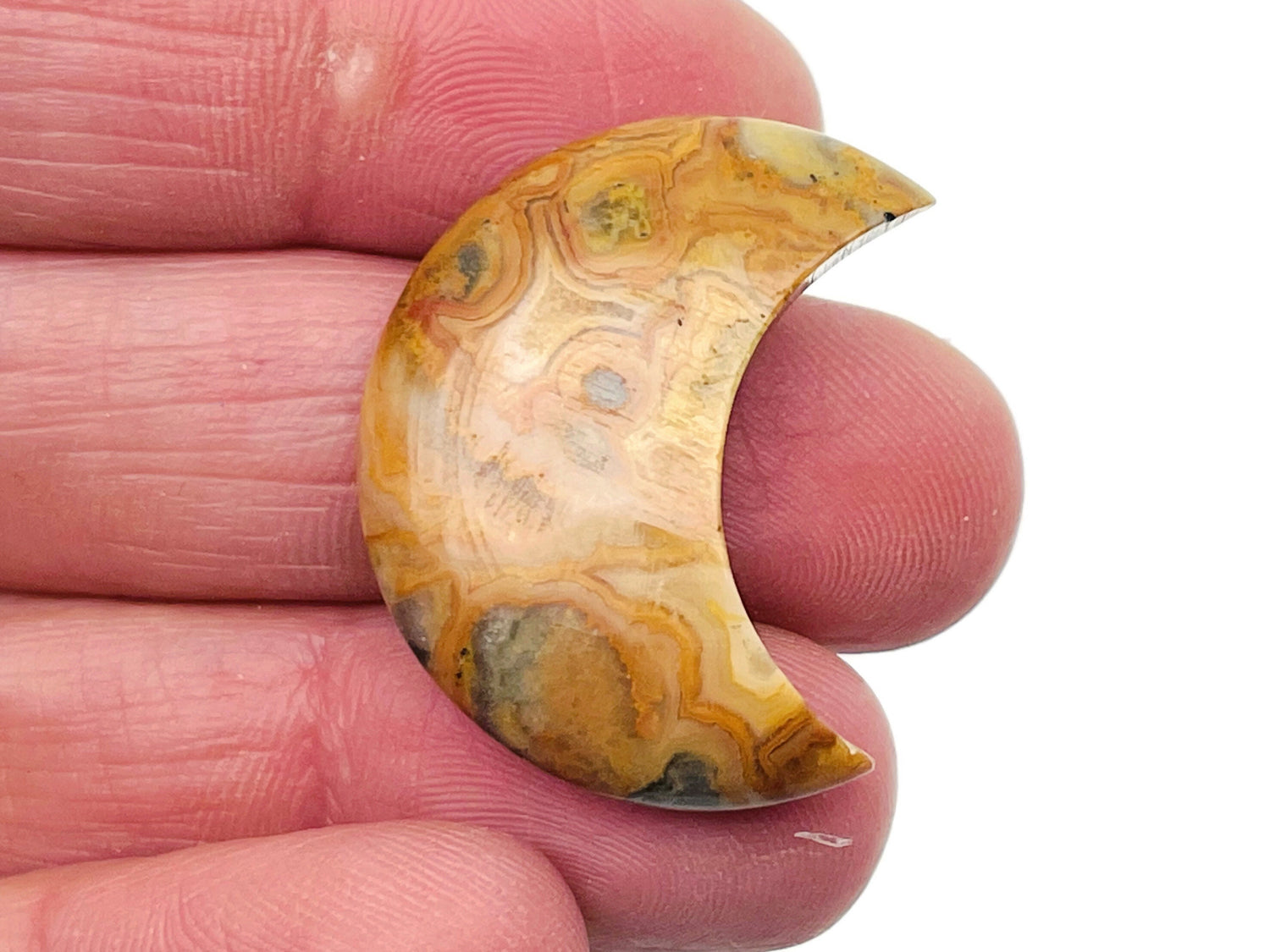 Crazy Lace Agate Gemstone Moon - 30mm - MO1062