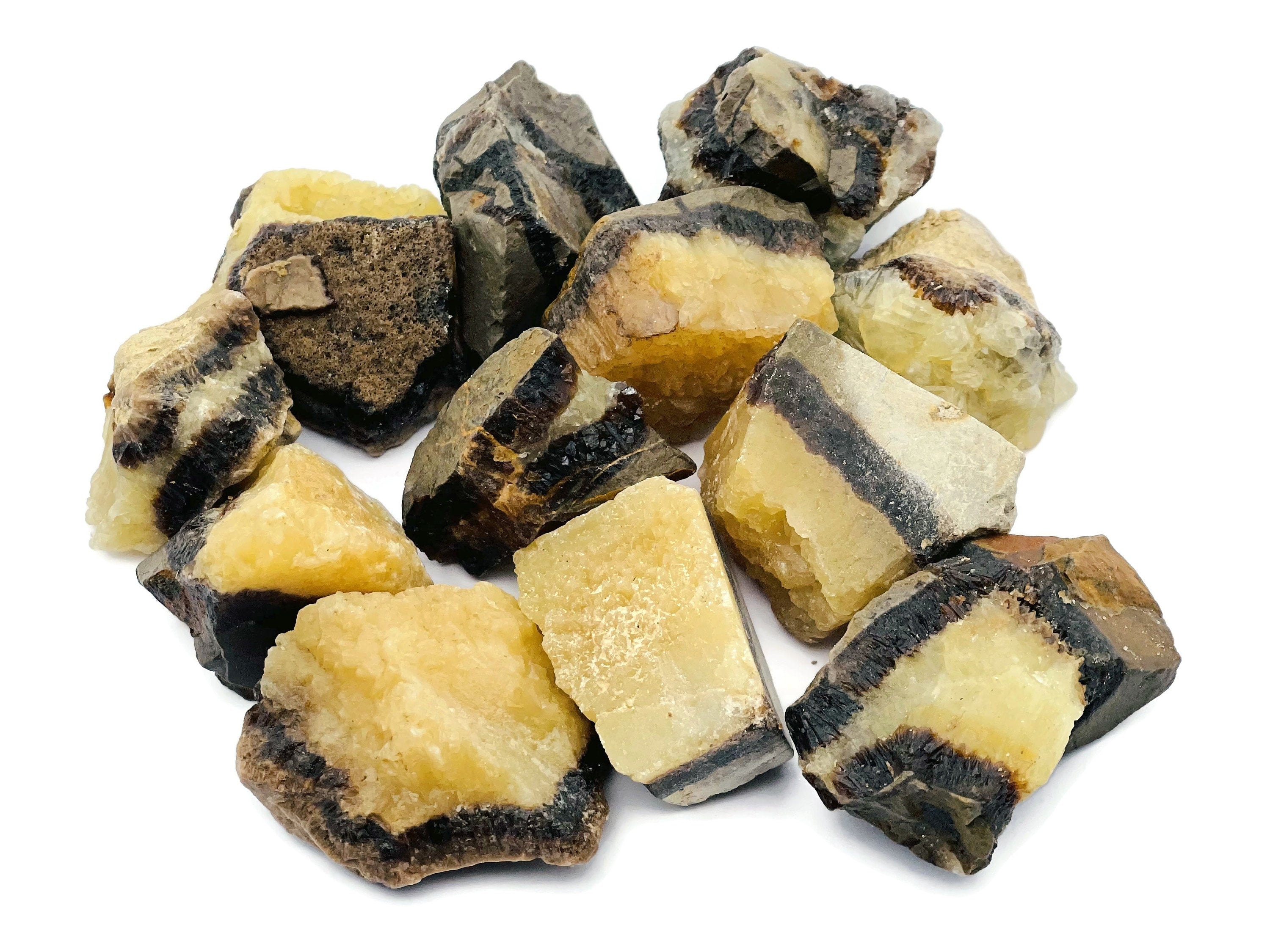 Raw septarian gemstone, also known as dragon stone, showing earthy brown and yellow mineral patterns on a natural mineral specimen.