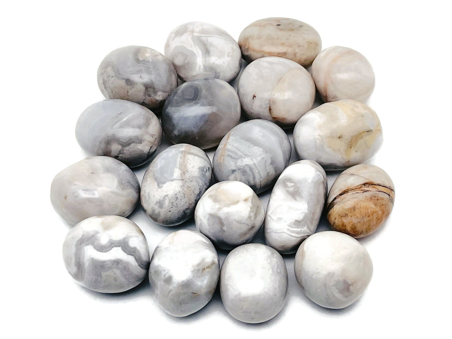 White Agate Tumbled Stone - TU1235