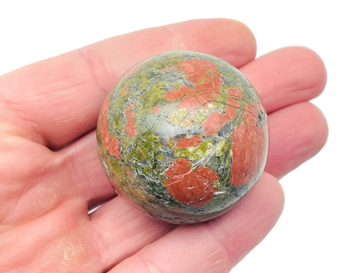 Sphère d'unakite A++ ?€? Boule de cristal - Pierres de guérison ?€? Décoration en cristal ?€? 40-50 mm - BA1030