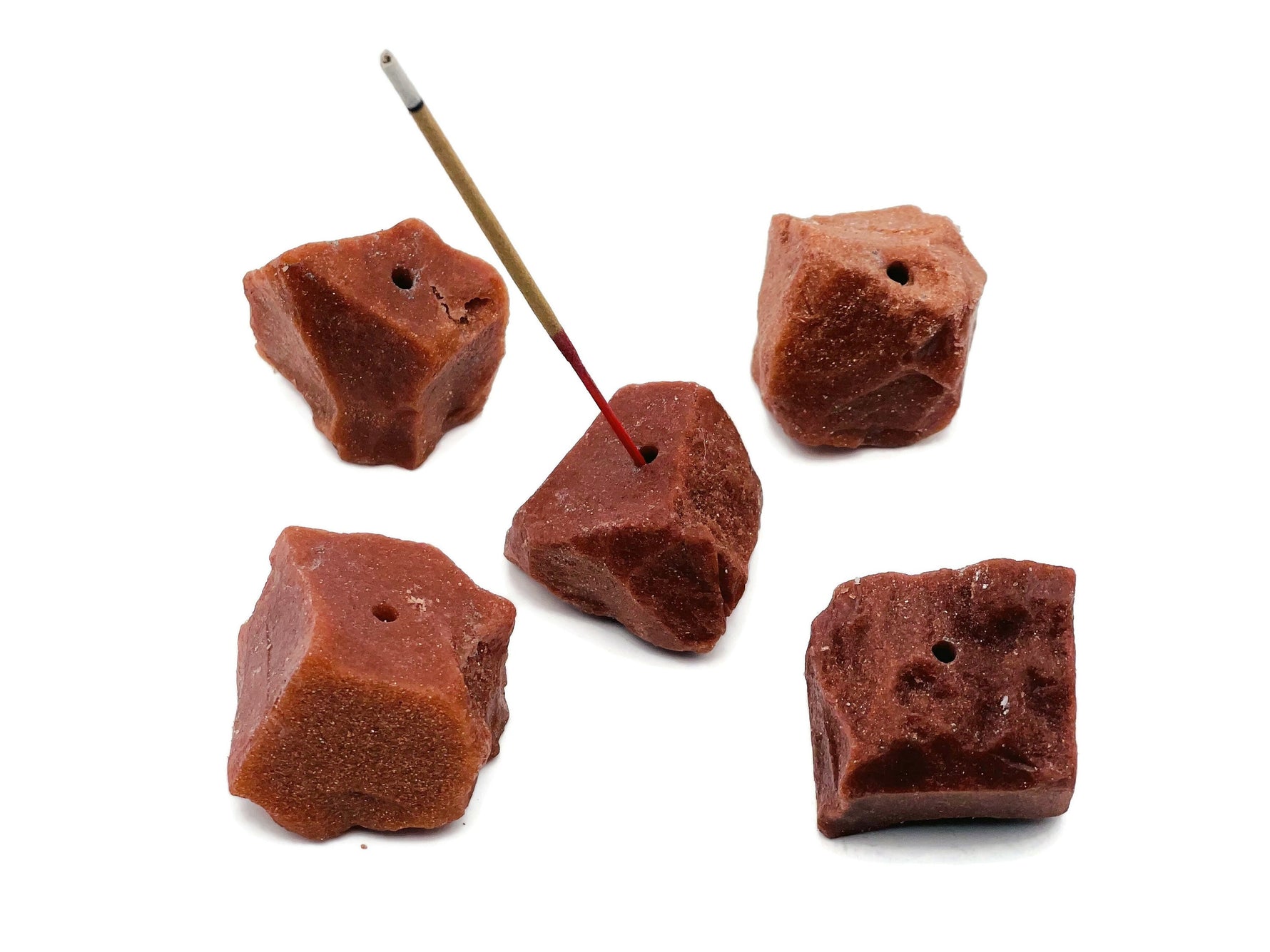 Handmade Goldstone rough crystal incense holder with carved design for holding incense sticks, by GemstoneGO.