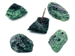 Handmade ruby zoisite rough crystal incense holder with carved design, perfect for holding incense sticks.