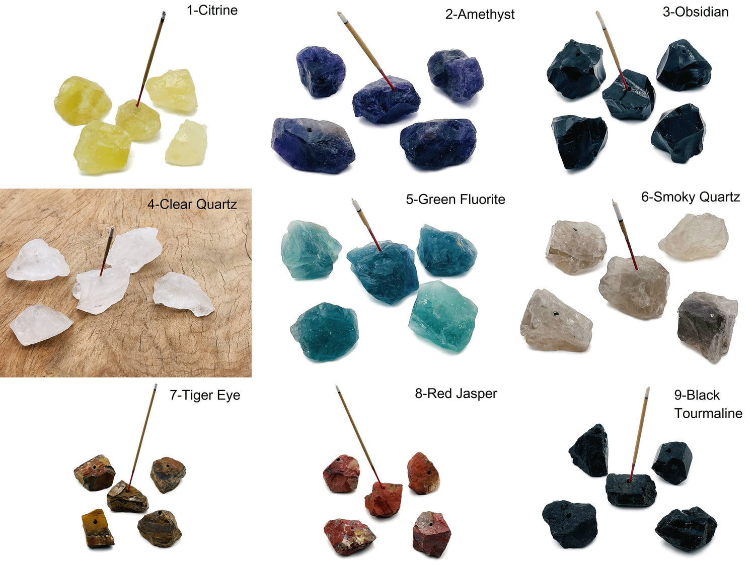 Rough Crystal Incense Holder -  Crystal Incense Stick Holder - Handmade Carving - Healing Stone - MIX