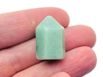 Aventurine obelisk tower crystal, 25mm, by GemstoneGO, showing a green gemstone with natural veining and pointed shape.