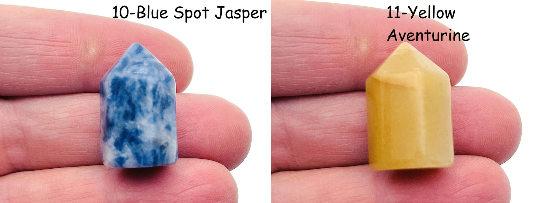 Hand-carved mini obelisk tower crystal from GemstoneGO, 25mm healing crystal point with colorful mixed gemstones.