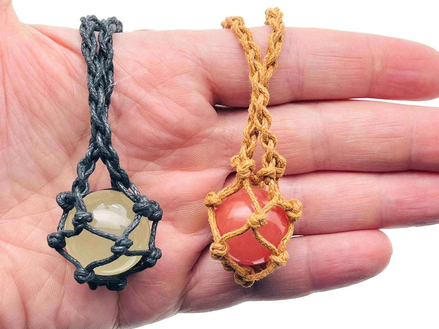Handmade Macrame Crystal Holder Necklace - Empty Pouch