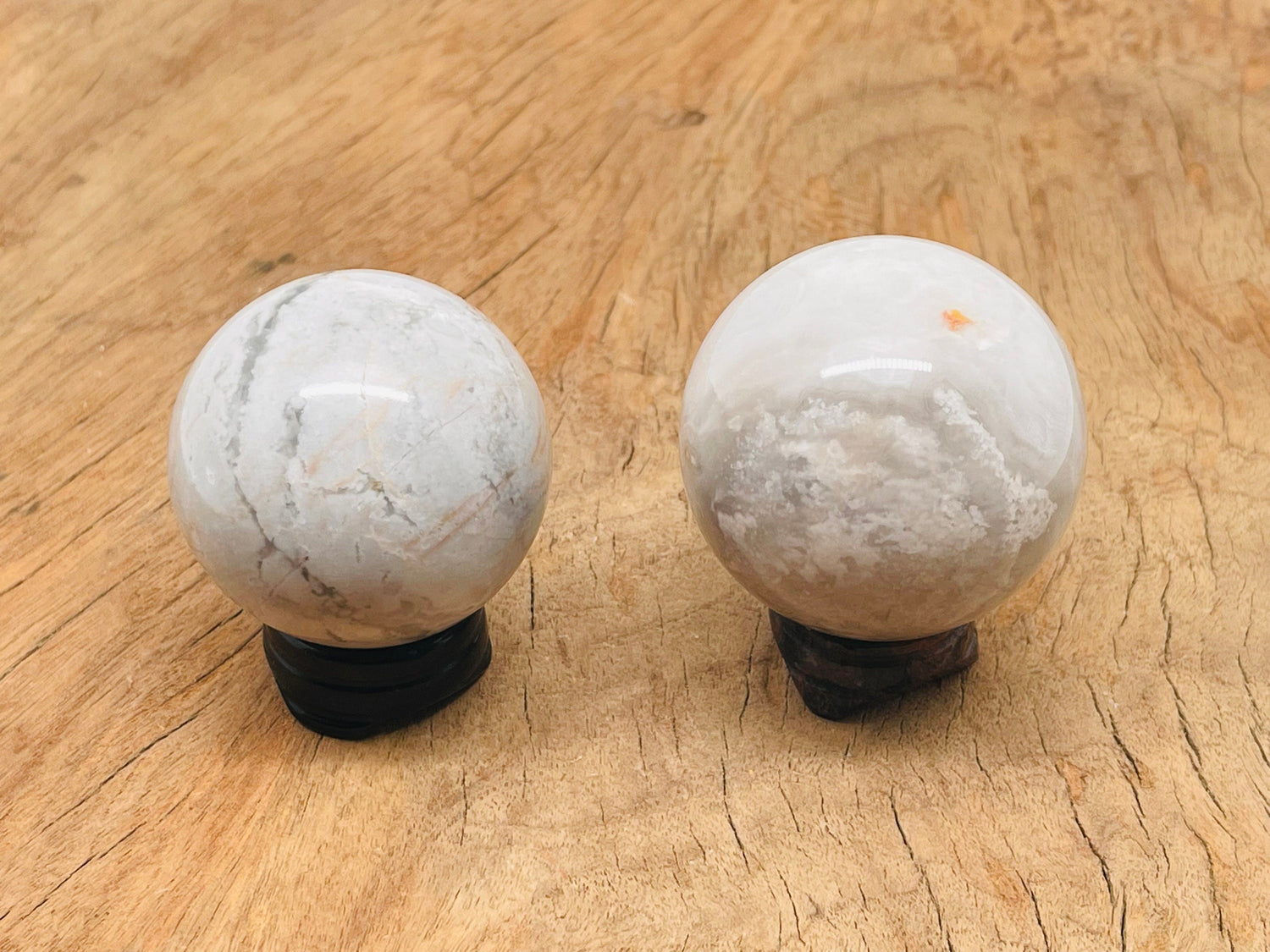 White Agate Sphere Gemstone - Crystal Ball - 40-50mm - BA1037