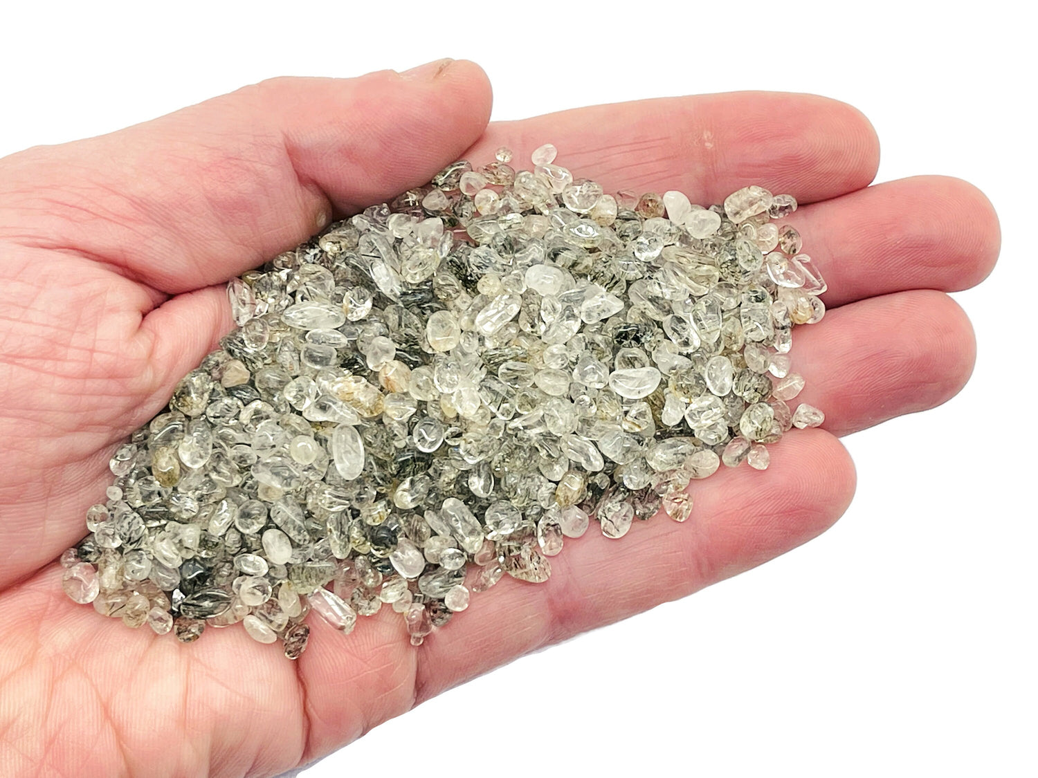 Green Tourmaline Crystal Chips - Semi Tumbled Stone - Bulk - 2-6mm - CP1025