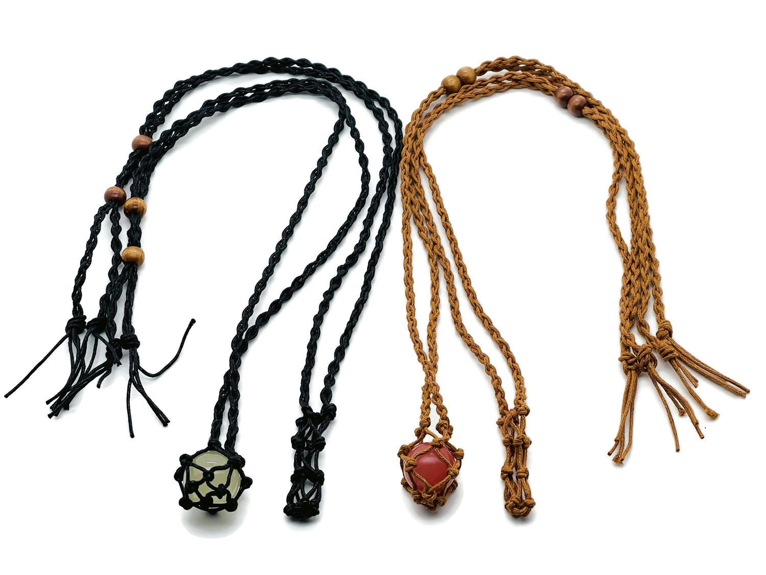 Handmade Macrame Crystal Holder Necklace - Empty Pouch