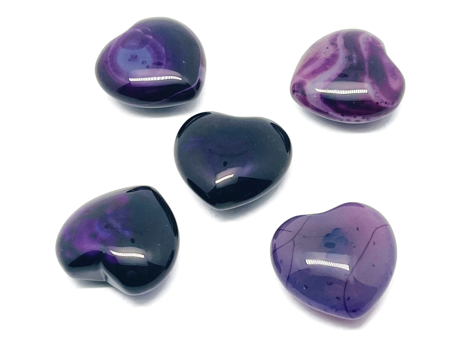 Purple Agate Heart Gemstone - 40mm - HE1252