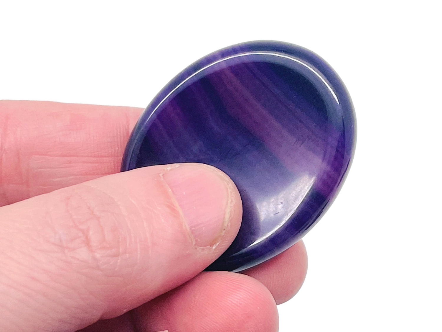 Purple Agate Worry Stone - Soothing Crystal - 4.5x3.5cm - WO1081