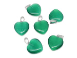 Green Cats Eye heart pendant with crystals, gemstone jewelry, healing crystal, mini pendant, from GemstoneGO.