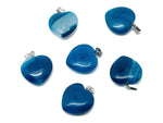 Blue agate heart pendant from GemstoneGO with crystals for healing, small size, and elegant design, perfect for gift-giving.