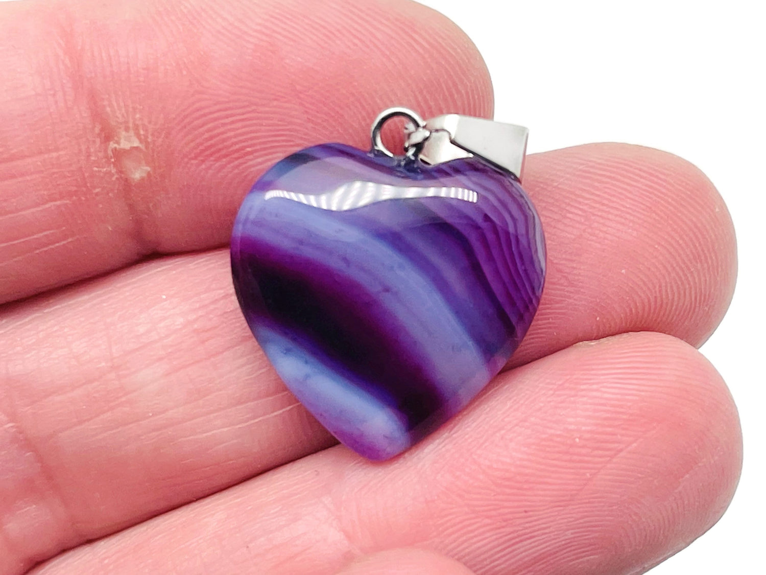 Purple Agate Heart Pendant - Crystals Pendant Healing - Mini Crystal Pendant - Gifts - BNC1011