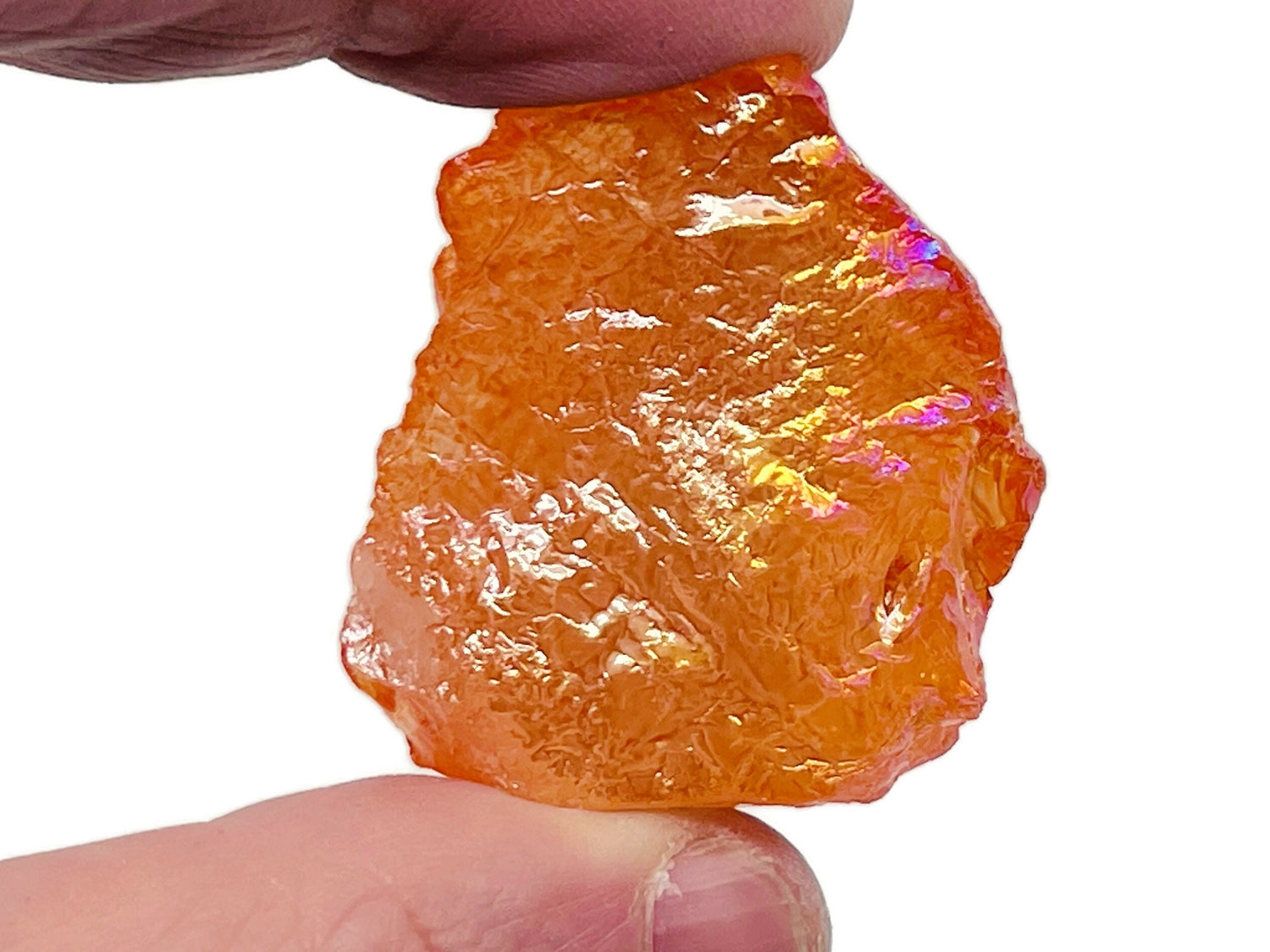 Raw Tangerine Aura Quartz Gemstone - Orange Aura Stone - RA1261