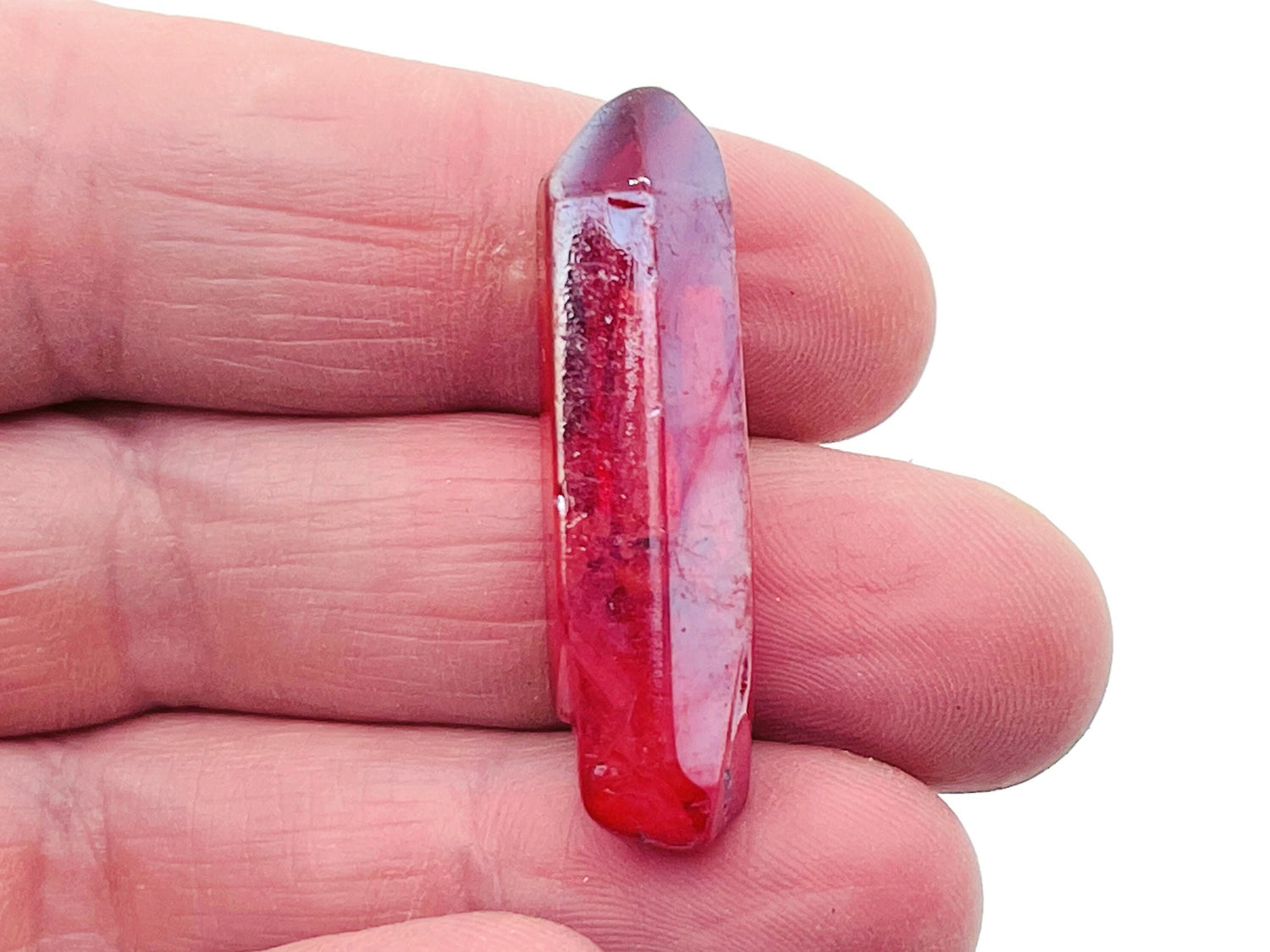 Red Aura Quartz Point Gemstone - Raw Stone - RA1233