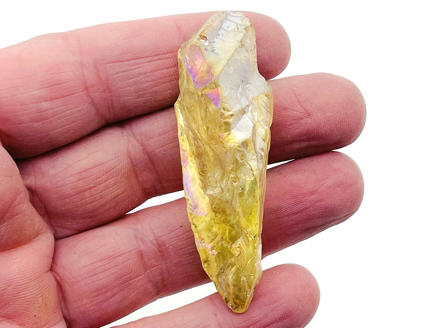 Yellow Aura Quartz Point Gemstone - Raw Stone - RA1245