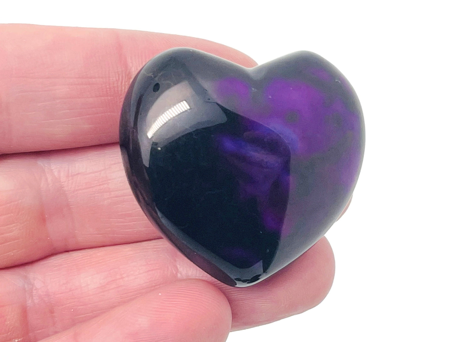 Purple Agate Heart Gemstone - 40mm - HE1252