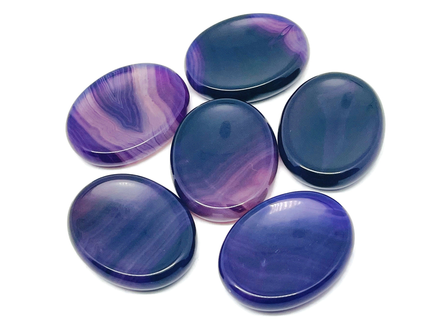 Purple Agate Worry Stone - Soothing Crystal - 4.5x3.5cm - WO1081