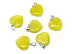 Yellow cat's eye heart pendant with crystal details from GemstoneGO, a mini healing jewelry piece for necklaces or gifts.