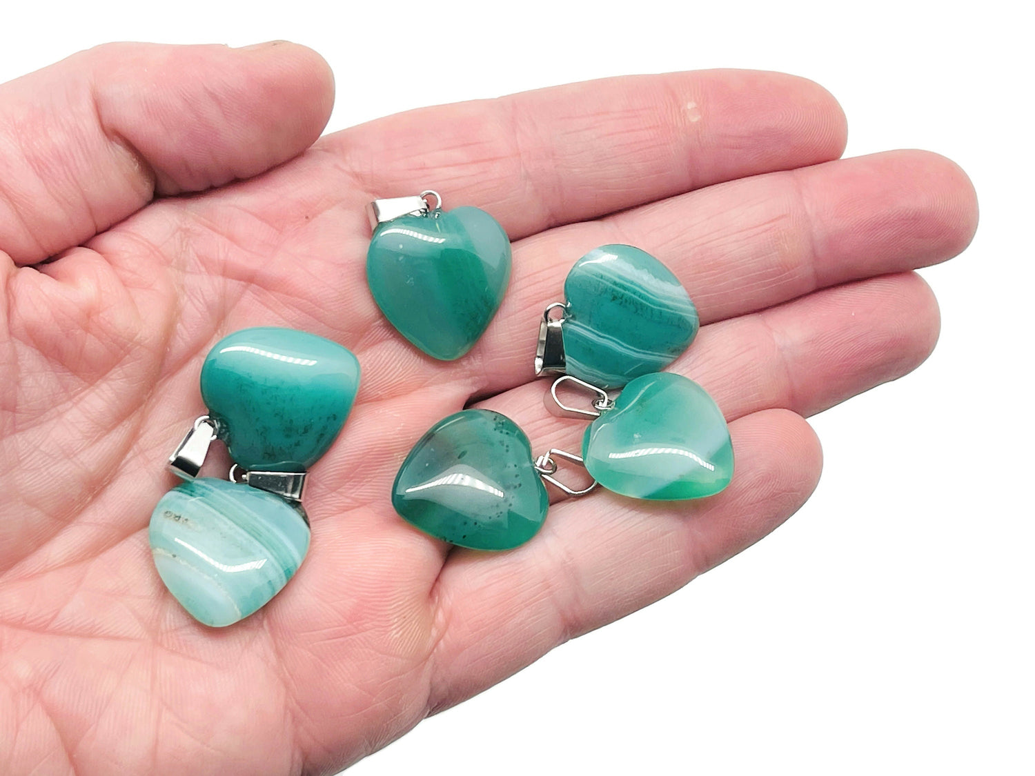 Green Agate Heart Pendant - Crystals Pendant Healing - Mini Crystal Pendant - Gifts - BNC1008