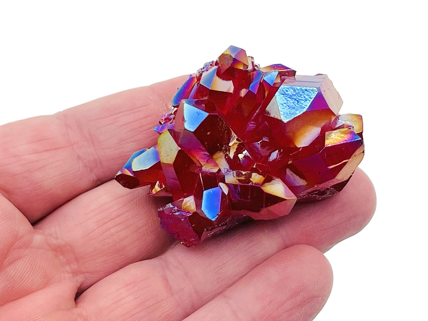 Red Aura Quartz Cluster Raw Crystal - RA1273