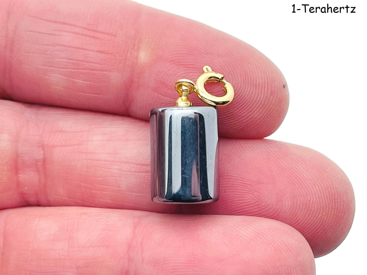 GemstoneGO terahertz gemstone pendant for jewelry making, featuring a vibrant, polished gemstone on a silver bail.