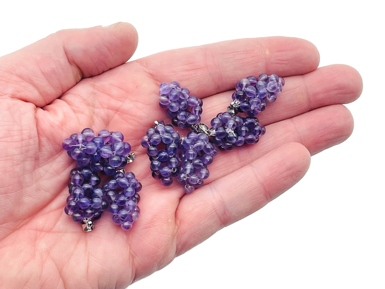 Pendentif Raisin en Améthyste - Boucles d'oreilles Raisin en Améthyste - Raisin en Cristal - Cadeaux en Cristal - NC1208