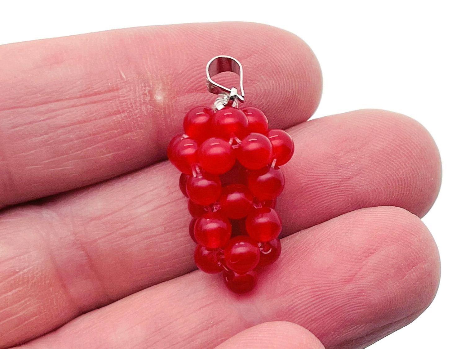 Pendentif Raisin en cornaline - Boucles d'oreilles Raisin en cornaline - Raisin en cristal - Cadeaux en cristal - NC1215