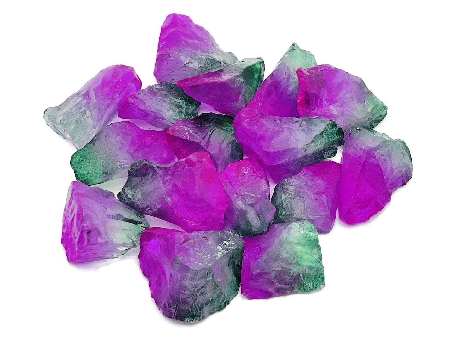 Raw Rainbow Aura Quartz Gemstone - Rough Green-Purple Color Aura - RA1269