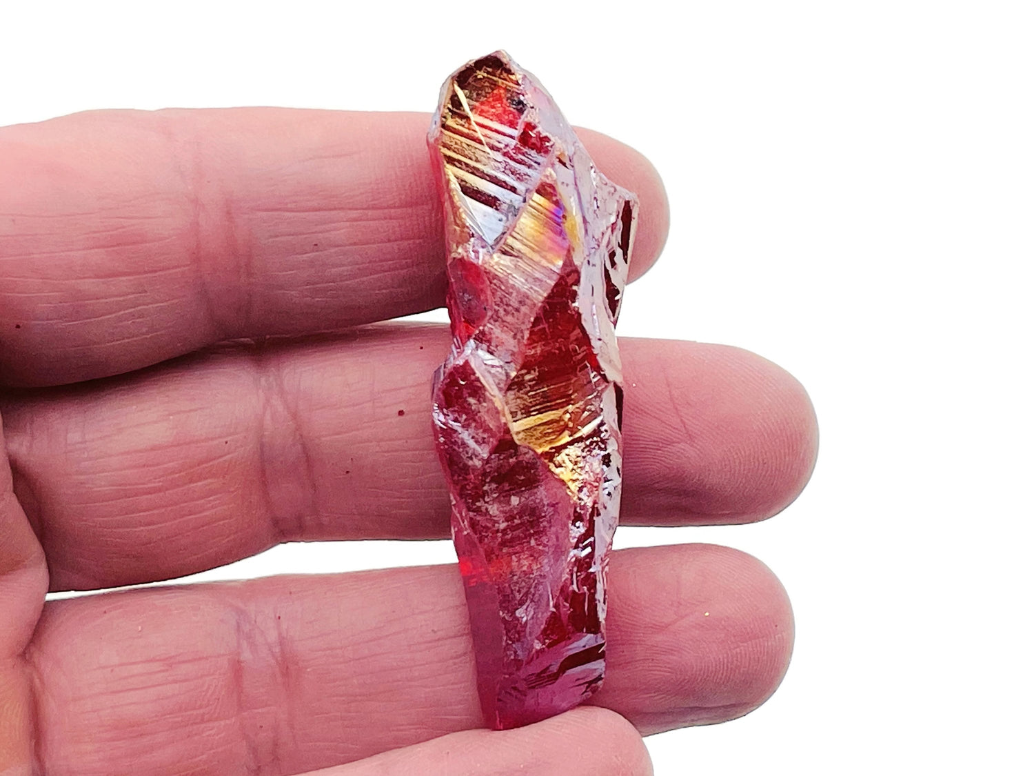 Red Aura Quartz Point Gemstone - Raw Stone - RA1248