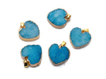 Blue agate heart geode druzy slice pendant featuring sparkling crystals, crafted by GemstoneGO.
